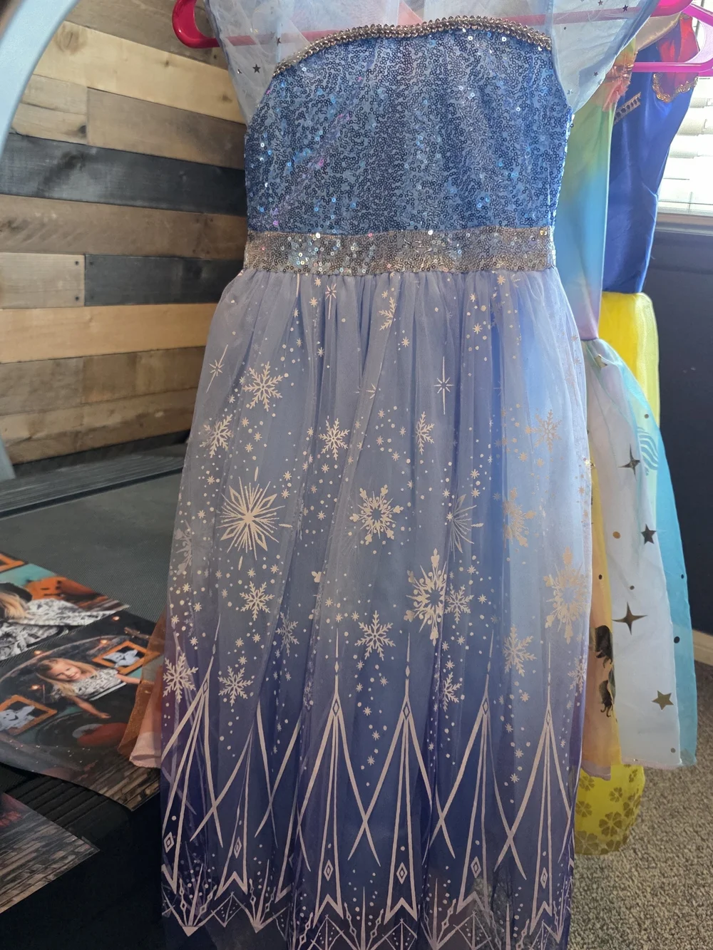 Disney Blue Elsa Snowflake Sparkle Costume Dress - Picture 4 of 7